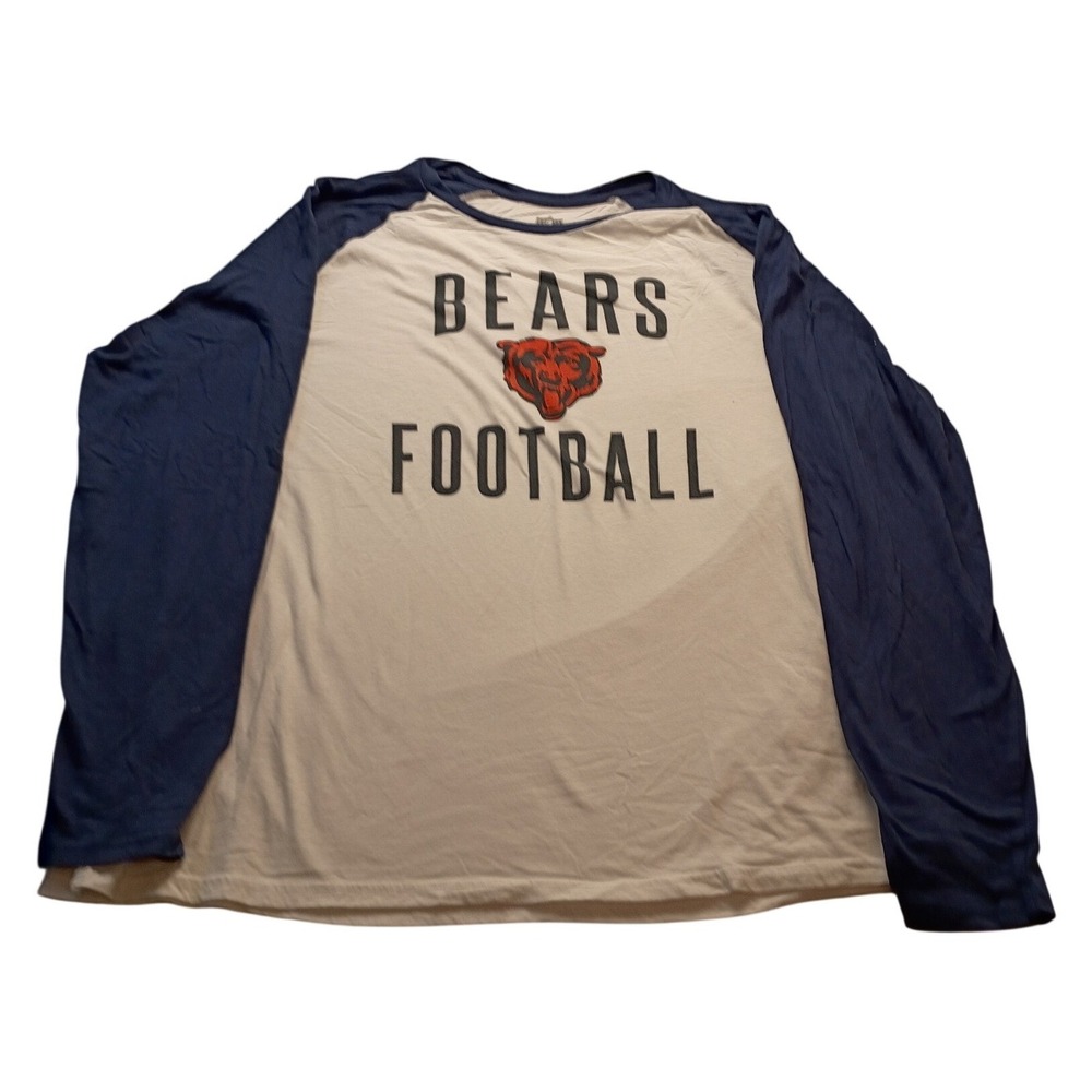 NFL Team Apparel Chicago Bears Men's Raglan Long Sleeve Shirt XXL White Blue